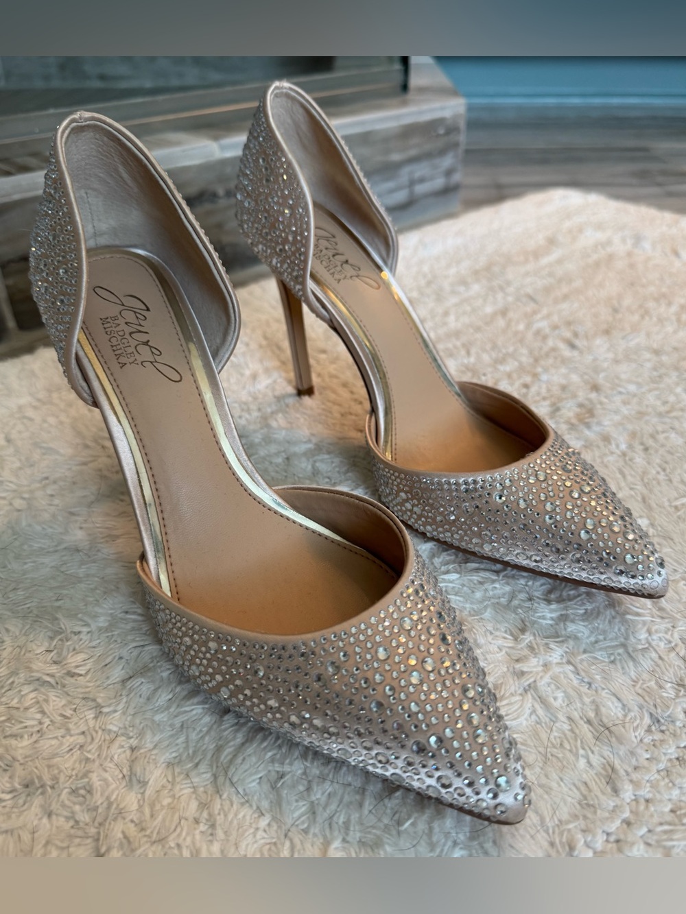 Badgley Mischka Champagne Crystal D'Orsay Heels